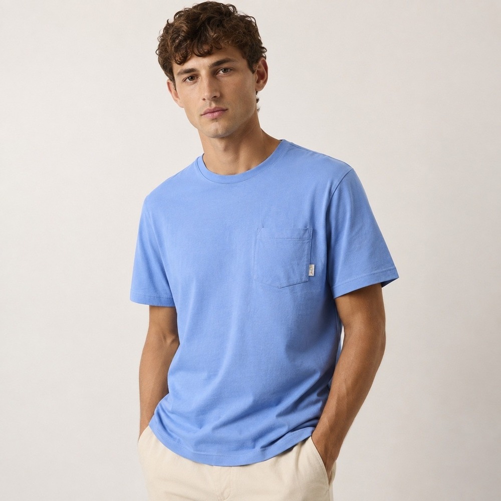 Greg Norman Shark Pocket T-Shirt Light Blue Cotton Crew Neck Men's Large NWT